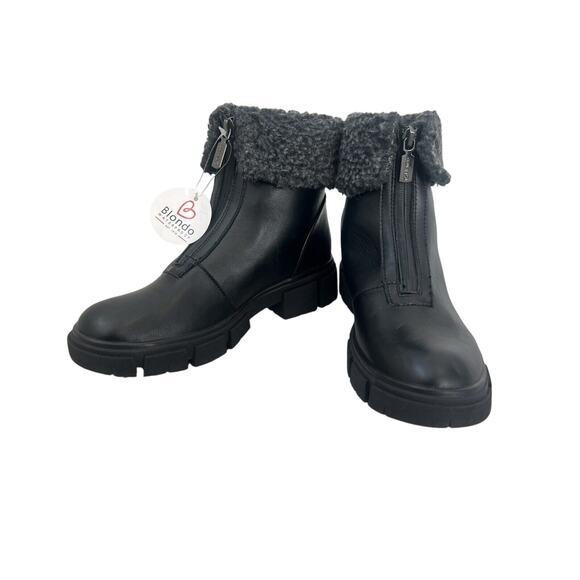 Blondo Shoes - Blondo Plaka Waterproof Boot Size 6 Black Leather Lug Sole Fleece, NWOT
